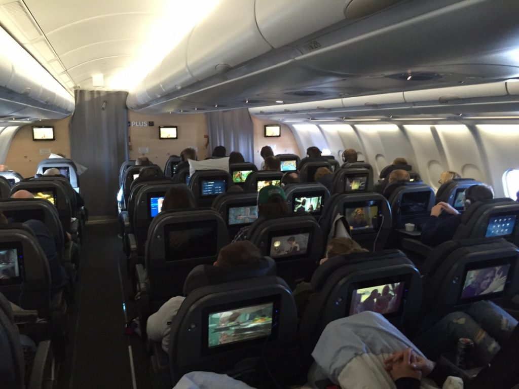 Her er SAS Plus kabinen på en flyvning til Los Angeles.