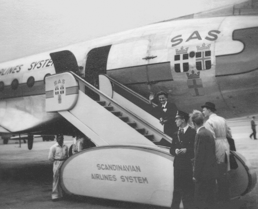 DC4 på vej til Brasilien fra Bromma lufthavnen i Stockholm i 1946