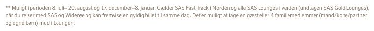 SAS opdaterede information om lounge og Fast Track for sølvmedlemmer i EurtoBonus
