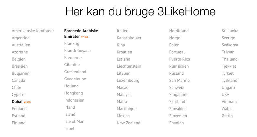3 udvider "3LikeHome" flere lande - FinalCall.travel Danmark