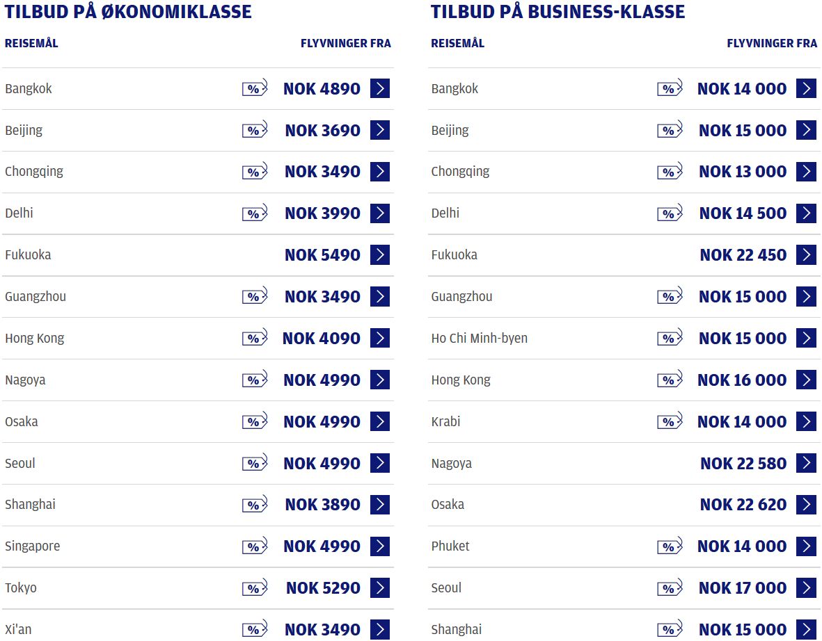 Utsnitt fra Finnairs hjemmesider