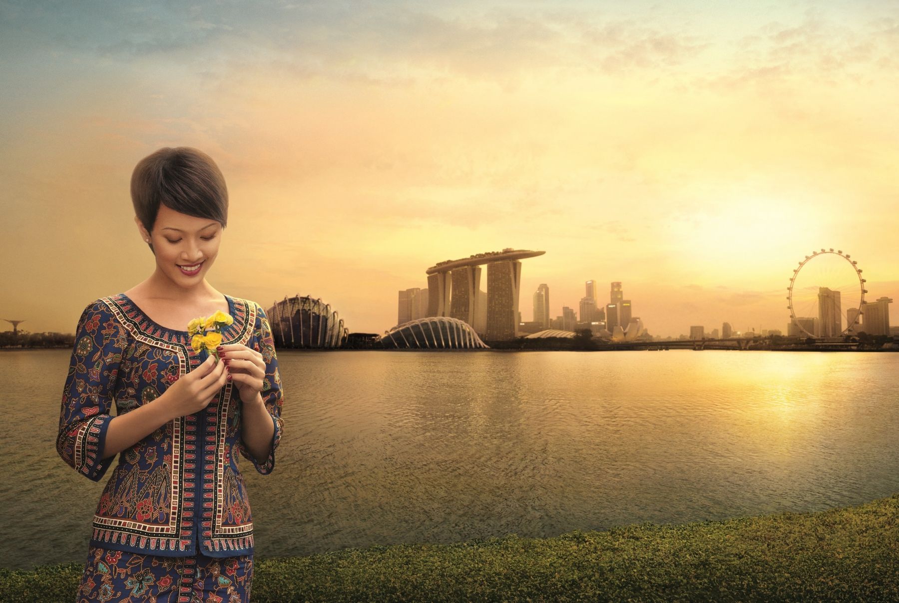 Singapore Girl with SG skyline low